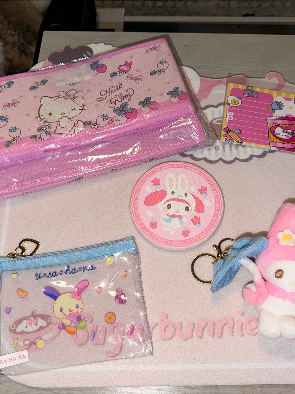 Sanrio Tissue Box, Pouch, Coaster, Plushie and Stationary